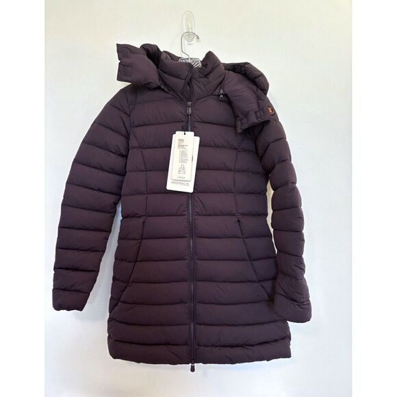 New Save The Duck The Dorothy Coat Women’s Small Hooded Jacket Burgundy …